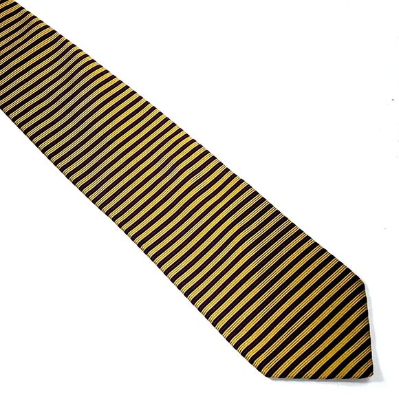 Brooks Brothers Makers Tie Vintage Repp Weave Gold Blue Stripe Nautical - Picture 4 of 8